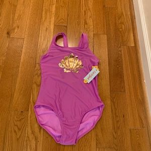 Girl's Cat & Jack Purple Sequined, Swim Suit, Size XL (14-16)